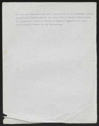 Brief von Gerhart Hauptmann an Hans von Hülsen
