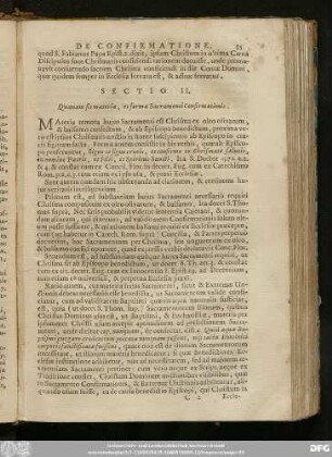 Sectio II. Quaenam sit materia, et forma Sacramenti Confirmationis.
