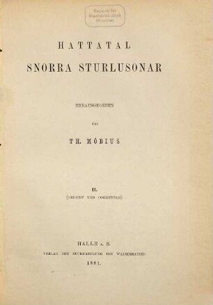 Hattatal Snorra Sturlusonar. 2, Gedicht und Commentar