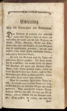 Einleitung über die Naturlehre des Rindviehes