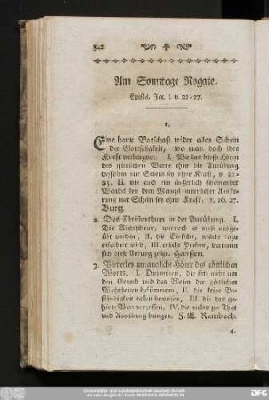 Am Sonntage Rogate. Epistel, Jac. I. v. 22 - 27.