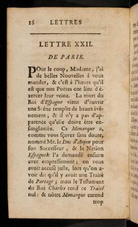 16-37, Lettre XXII.