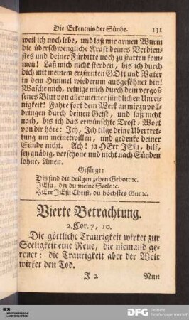 Vierte Betrachtung. Die göttliche Traurigkeit.