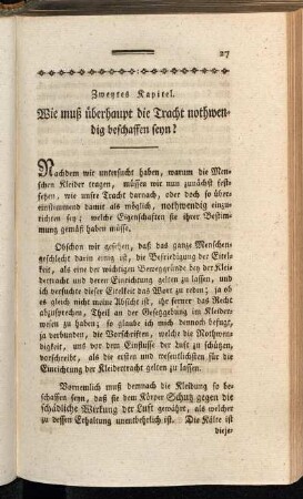 Zweytes Kapitel. Wie muß überhaupt die Tracht nothwendig beschaffen seyn?