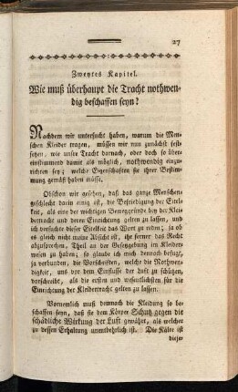 Zweytes Kapitel. Wie muß überhaupt die Tracht nothwendig beschaffen seyn?