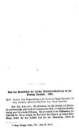 Aus den Protokollen der vierten Directoren-Conferenz in der Provinz Preußen. 1865