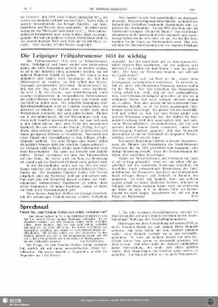 Die Leipziger Frühjahrsmesse 1933 ist wichtig