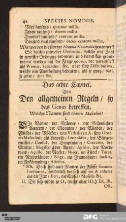 Das achte Capitel. Von den allgemeinen Regeln / so das Genus betreffen