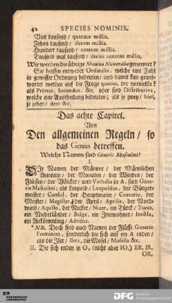 Das achte Capitel. Von den allgemeinen Regeln / so das Genus betreffen
