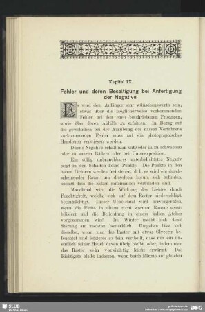 Kapitel IX. - Fehler und deren Beseitigung bei Anfertigung der Negativ