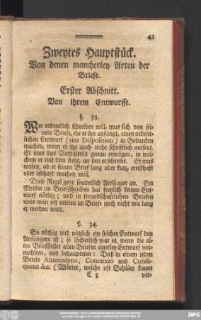 Zweytes Hauptstück. Von denen mancherley Arten der Briefe.