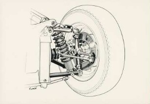 Porsche Radaufhängung des Rennwagens "Carrera GTS" von Ferdinand Alexander Porsche