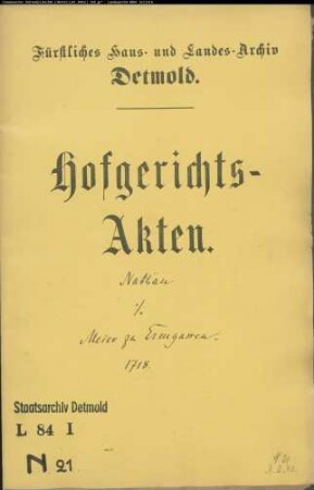 Nathan, Manuel zu Schötmar gegen Meier zu Ermgassen - Schuldforderung
