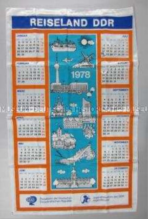 Wandkalender vom Reisebüro der DDR und Jugendtourist