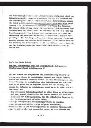 Familie, berufstätige Frau und sozialistische Lebensweise : Einführungsreferat Arbeitsgruppe 6