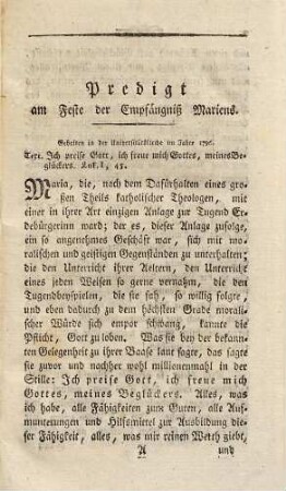 Neue Fest- und Fasten-Predigten : gehalten in der Universitäts-Kirche zu Wirzburg
