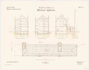 Proviantamt, Köln Bäckereigebäude: Grundriss DG, Querschnitte 1:100