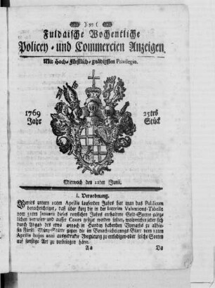 25tes Stück, Ausgabe vom 21. Junii 1769