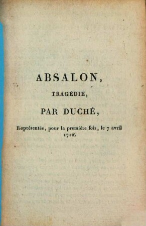 Absalon : tragédie