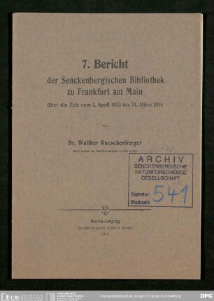 Informationen über die Senckenbergische Bibliothek