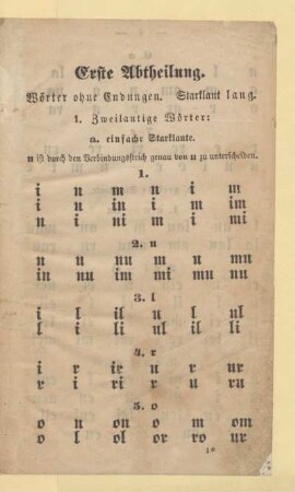 Erste Abtheilung. Wörter ohne Endungen. Starklaut lang