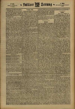 Zweite Ausgabe vom Mittwoch, den 13. Dezember 1911.