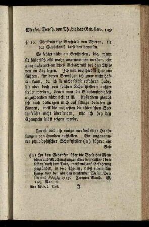 §. 10. Merkwürdige Beyspiele von Thieren, die das Gedächtniß derselben beweisen.