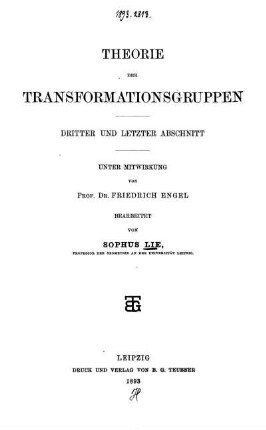 Abschn. 3: Theorie der Transformationsgruppen. Dritter Abschnitt