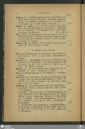 2. Spinnerei und Weberei