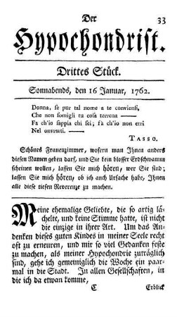Drittes Stück. Sonnabends, den 16 Januar, 1762.