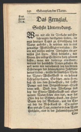 Das Fernglas. Sechste Unterredung.
