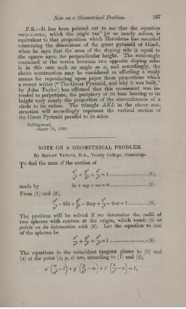 Note on a geometrical problem.