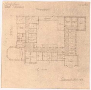 Krankenhaus, Clerf (Clervaux): Obergeschossgrundriss 1:200 (3. Entwurf)