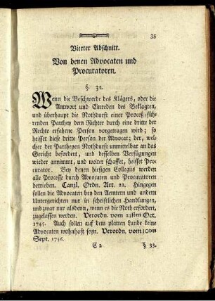 Vierter Abschnitt. Von denen Advocaten und Procuratoren