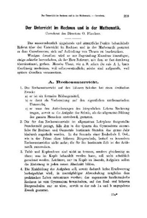 Der Unterricht im Rechnen und in der Mathematik