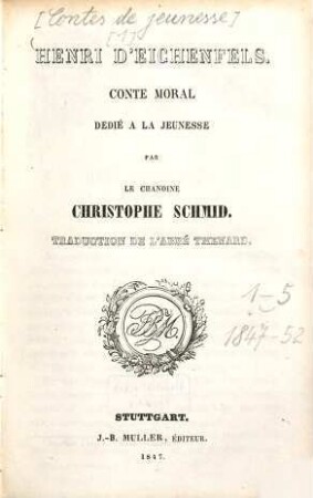 Henri d'Eichenfels : conte moral dédié à la jeunesse