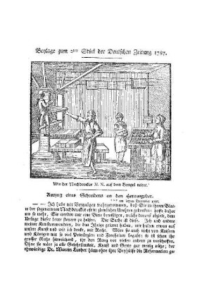 Beylage zum 2ten Stück der Deutschen Zeitung 1787