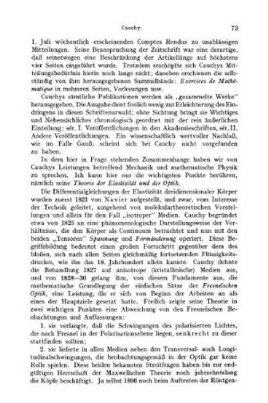 Cauchy's Werke; Elastizität und Optik.