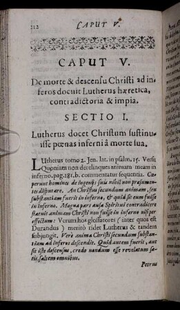Caput V. De morte & descensu Christi ad inferos docuit Lutherus haeretica, contradictoria & impia