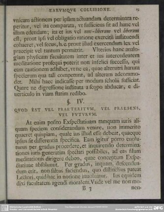§. IV. Quod Est Vel Praeteritum, Vel Praesens, Vel Futurum