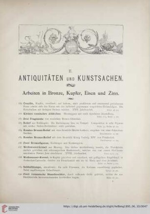 Arbeiten in Bronze, Kupfer, Eisen und Zinn (Nr. 180-231)