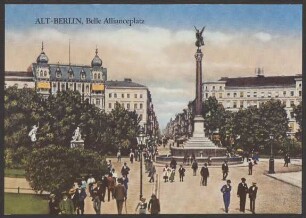 Ansichtskarte Belle-Alliance Platz mit Viktoria-Säule, koloriert