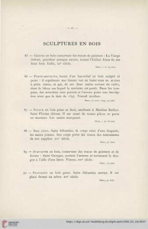 Sculptures en Bois (Nr. 85 - 99)