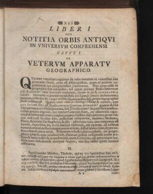 Liber I. Sive Notitia Orbis Antiqui In Universum Comprehensi