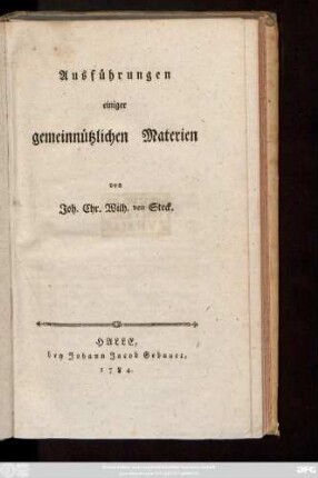 Ausführungen einiger gemeinnützlichen Materien