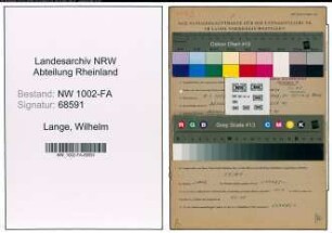 Entnazifizierung Wilhelm Lange, geb. 08.01.1903 (Baecker)