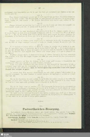 VIII. Postwerthzeichen-Besorgung