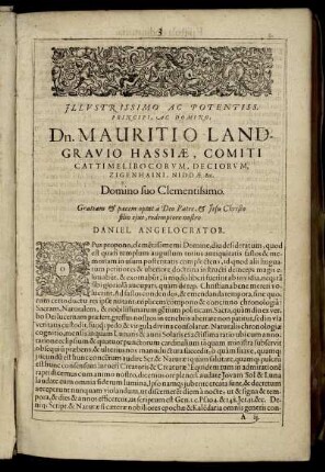 Illustrissimo Ac Potentiss. Principi Ac Domino Dn. Mauritio Landgravio Hassiæ [...]