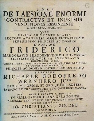 De laesione enormi contractus, et inprimis venditiones rescindente : dissertatio iuridica
