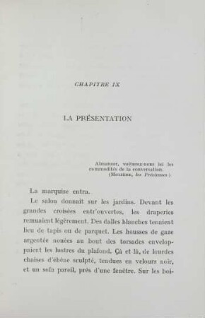 Chapitre IX. La présentation